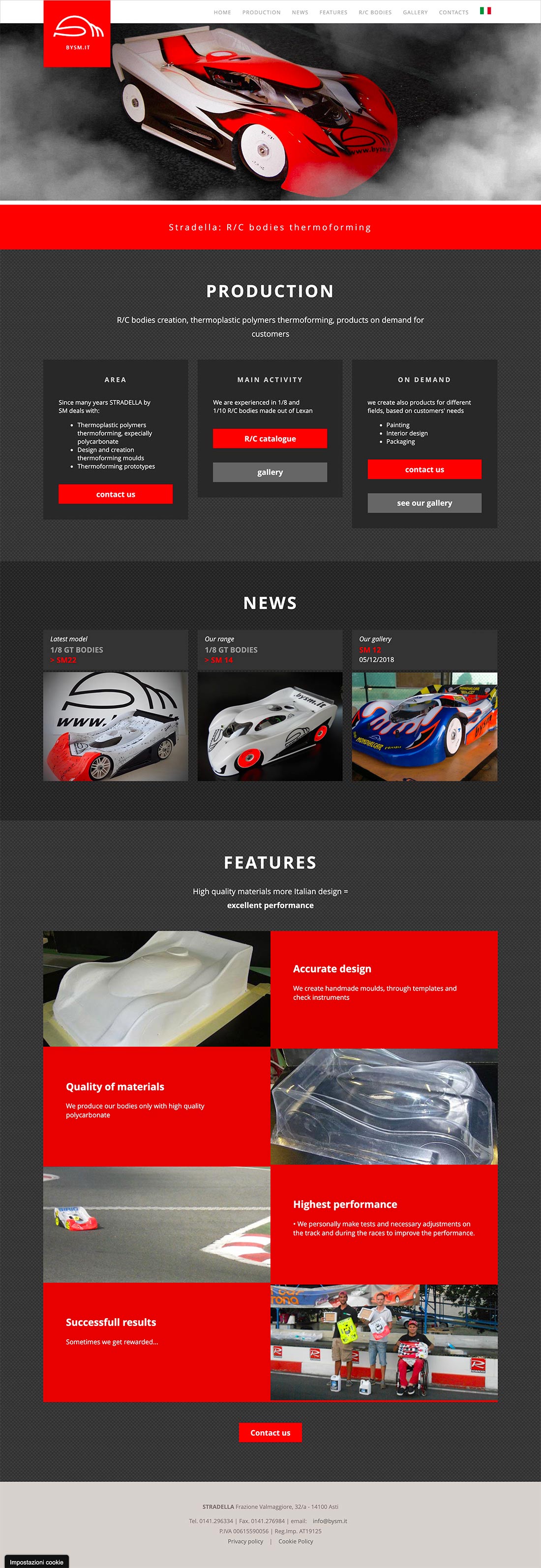 Omarv Italy's responsive website, R/C bodies thermoforming