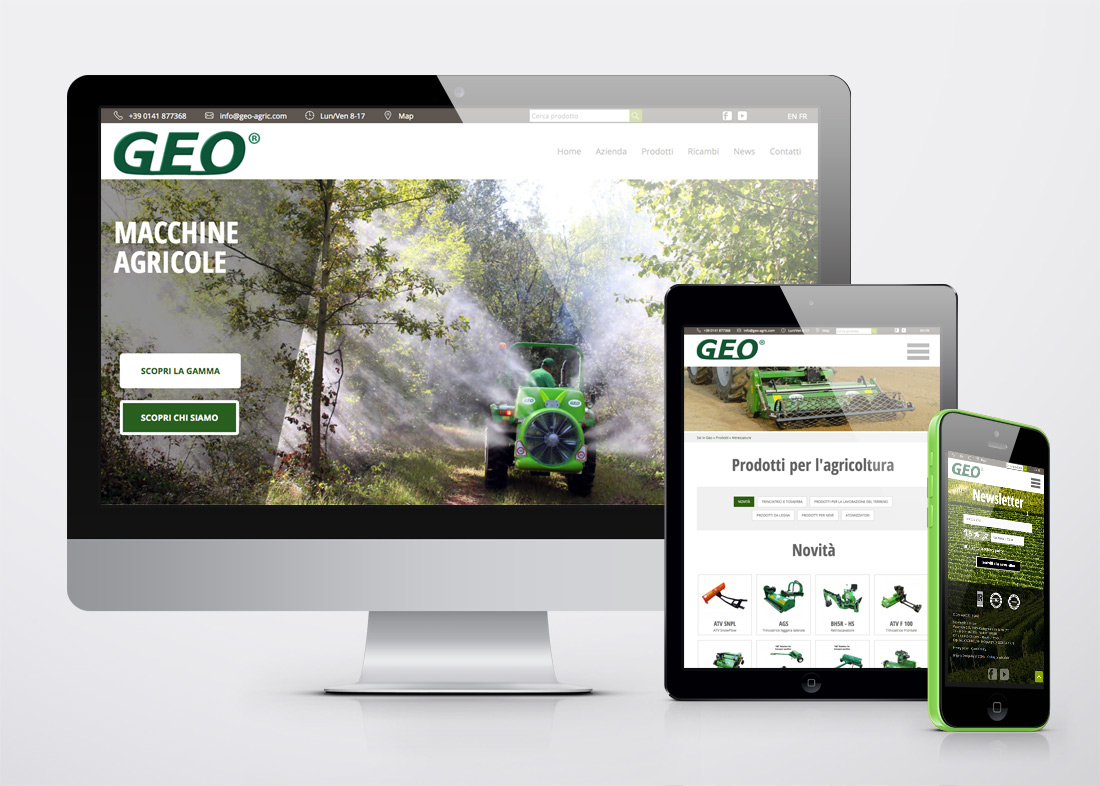 Sito web responsive di Geo Italia, produzione di macchine agricole a Castagnole Monferrato