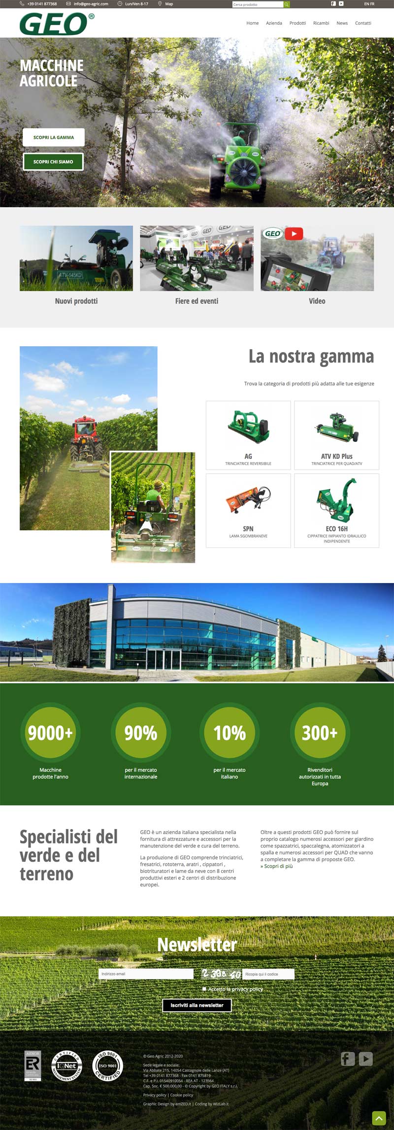 Sito web responsive di Geo Italia, produzione di macchine agricole a Castagnole Monferrato