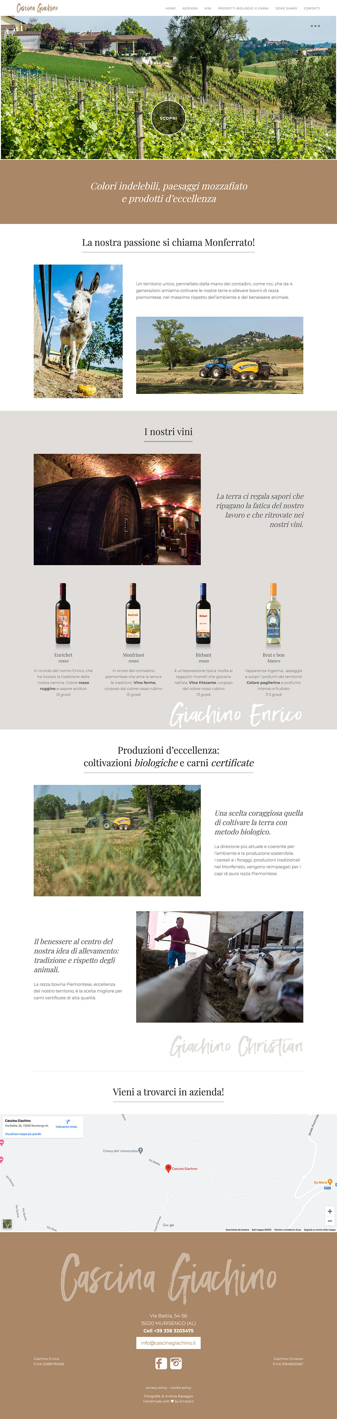 Cascina Giachino, landing page responsive