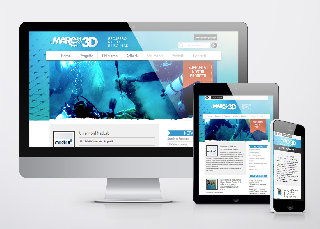 Il mare in 3d logo e sito web responsive