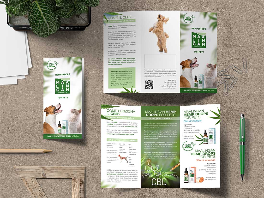 Studio di comunicazione per CBD oil ad uso animale - pieghevole