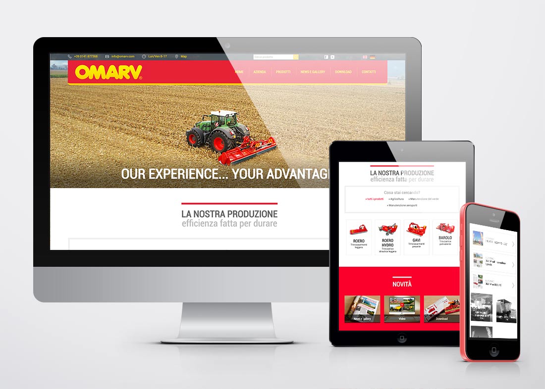 Sito web responsive di Omarv Italia, produzione di macchine agricole a Castagnole Monferrato