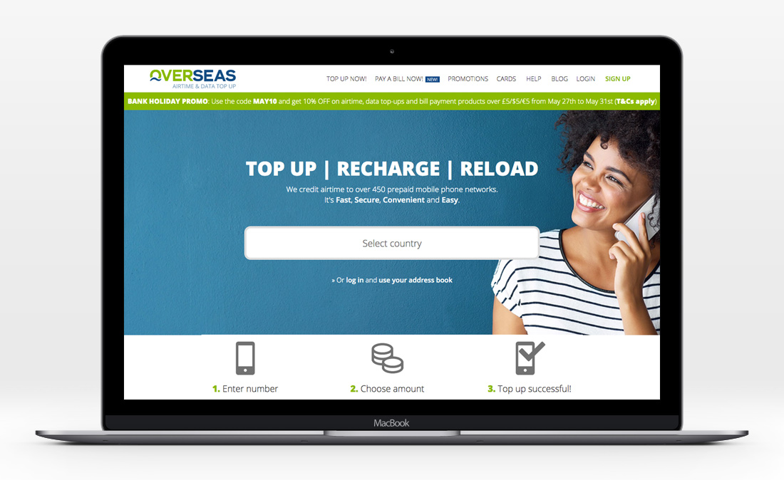 Overseas TopUp responsive website